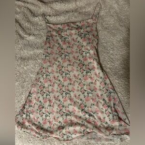 Floral Slip Dress with Pink Roses